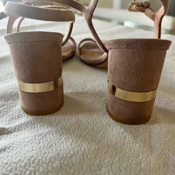 Stuart Weiztman Adobe suede block heel sandals, size 7 M. - Picture 3 of 4